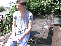 Twink with camera asks young guy to give some interview