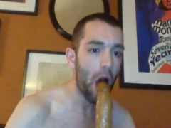Sexy assed twink sucks the dildo after fucking ass with it